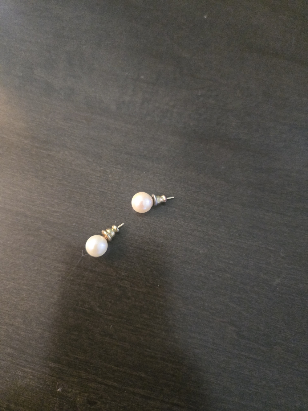 Classic Pearl Stud Earrings - White Pearls. Second Photo Shows Size Compared